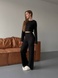 Піжамка вязка ажурна жіноча CLOUD кроп-топ+штани чорна