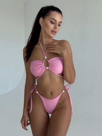 Бікіні біфлекс класичний NAR на зав'язках Pearl  swim 2 рожеві, XS