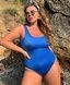 Купальник суцільний батал біфлекс блискучий з чашками SHINE Swim 2 синій