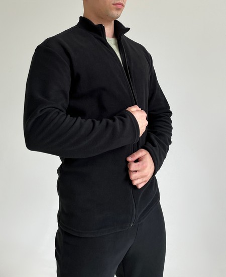 Чоловічий флісовий костюм чорний (з карманами), Чорний, M, Фліс