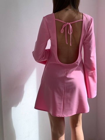 Сукня міні з відкритою спиною костюмна тканина рожевий