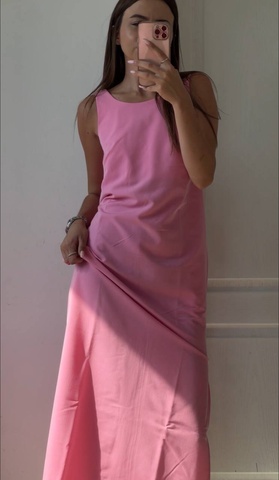 Сукня максі з відкритою спиною костюмна тканина рожевий