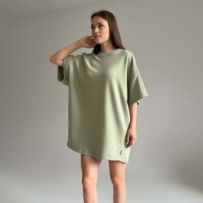 Сукня-футболка оливка, Зелений, XS, Трикотаж