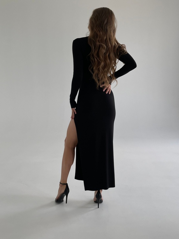 Сукня віскоза базова довга з розрізами casual1 чорна