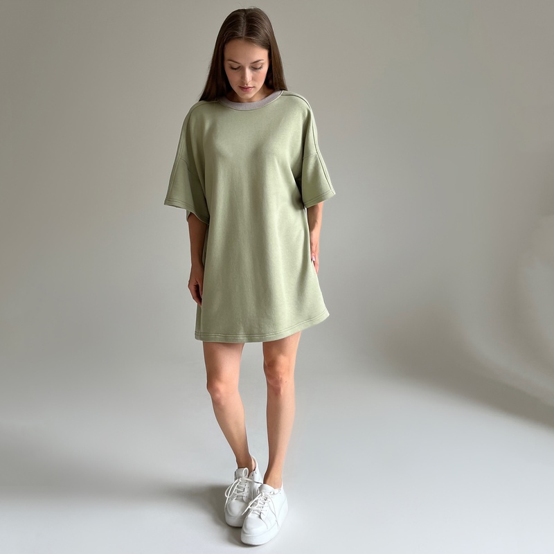 Сукня - футболка тринитка оливкова