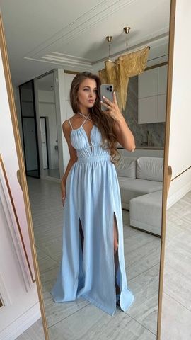 Сукня-сарафан довга муслін небесна