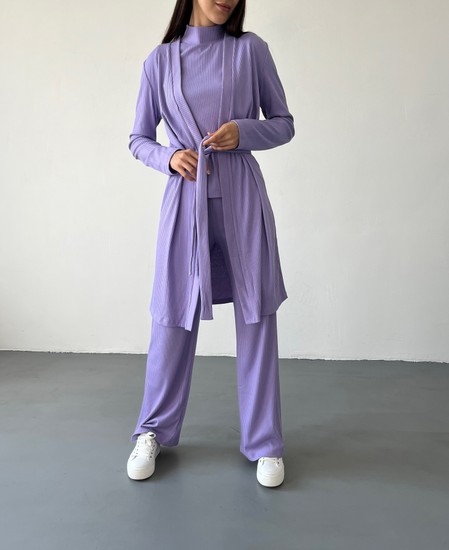Трикотажний костюм (штани+футболка) лаванда, Фіолетовий, M, Італійський трикотаж