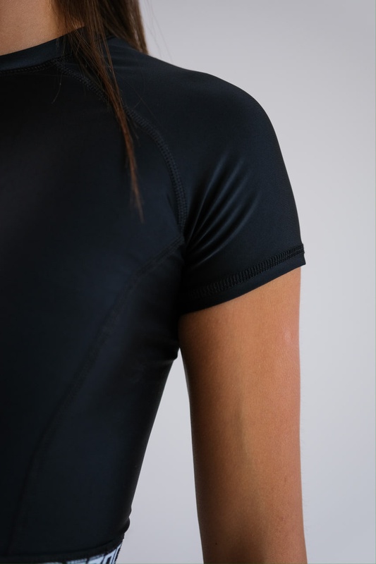Топ - футболка та лосини BB з брендованою резинкою біфлекс чорний