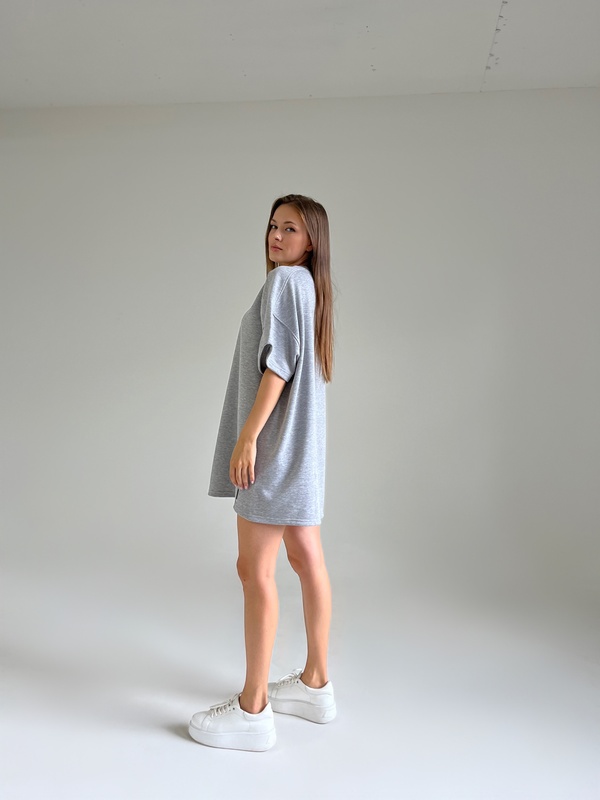 Сукня - футболка тринитка сірий меланж