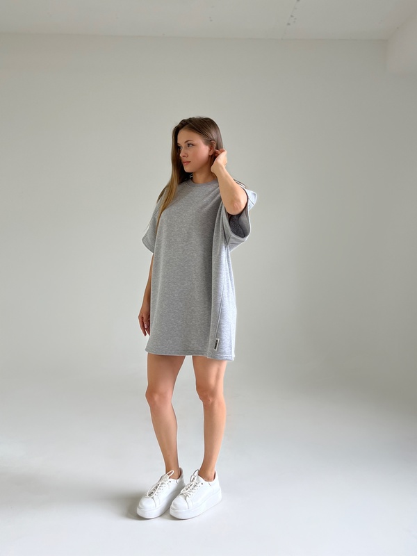 Сукня - футболка тринитка сірий меланж