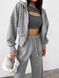 Костюм жіночий трьохнитка петля коротка кофта та широкі штани sport2 сірий меланж