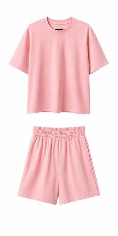 Сет двійка двонитка коротка футболка + шорти Casual 2 персиковий