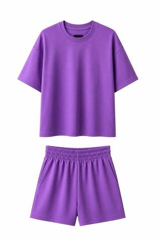 Сет двійка двонитка коротка футболка + шорти Casual 2 лавандовий